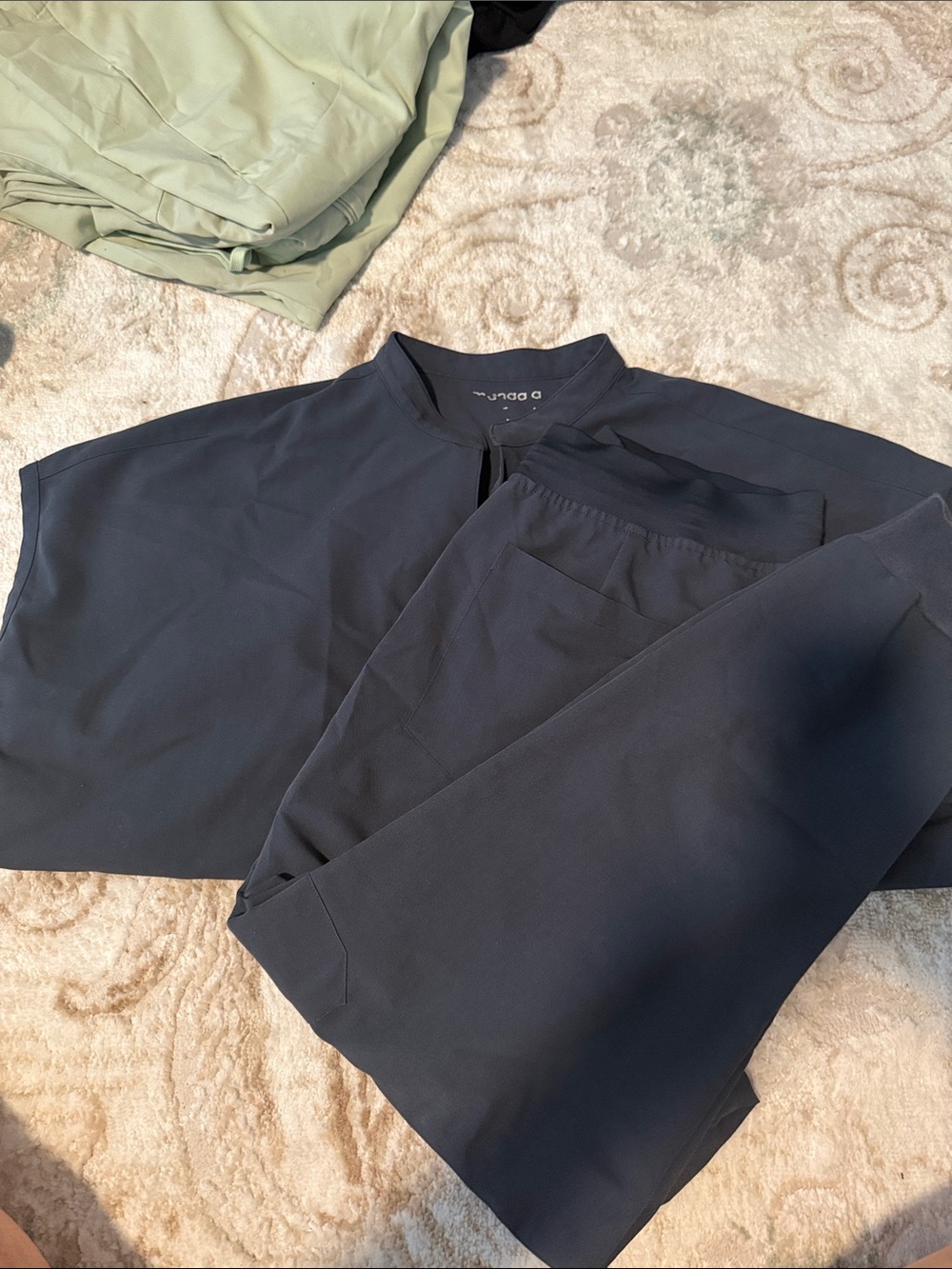 Relaxed Navy Women's Too & Bottom set scrubs with Elastic Waistband